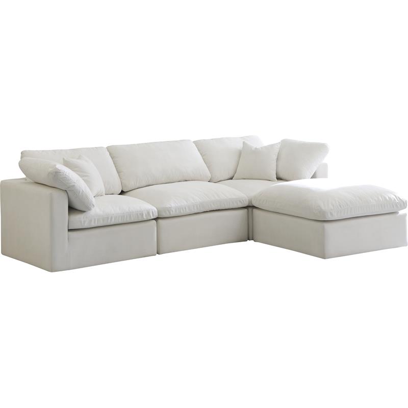Pemberly Row Contemporary Standard Cream Velvet Modular Sectional