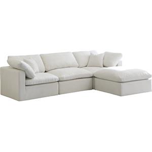 Pemberly Row Contemporary Standard Cream Velvet Modular Sectional