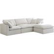 Pemberly Row Contemporary Standard Cream Velvet Modular Sectional