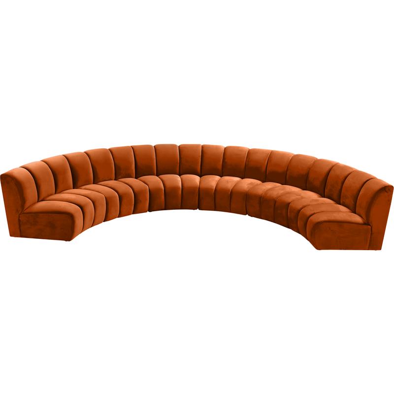 Pemberly Row Contemporary Cognac Velvet 6-Piece Modular Sectional