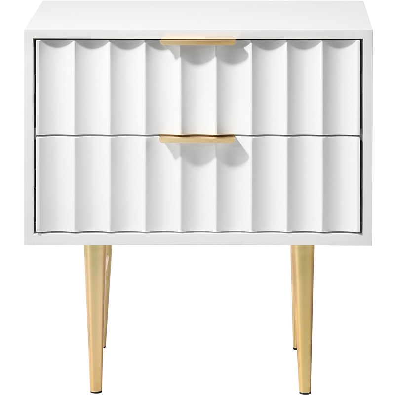 Pemberly Row Contemporary Nightstand in White Medium Gloss Finish