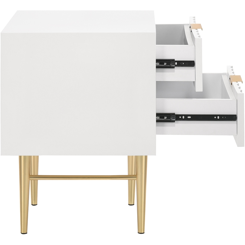 Pemberly Row Contemporary Nightstand in White Medium Gloss Finish