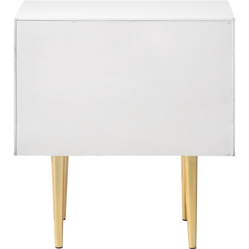 Pemberly Row Contemporary Nightstand in White Medium Gloss Finish