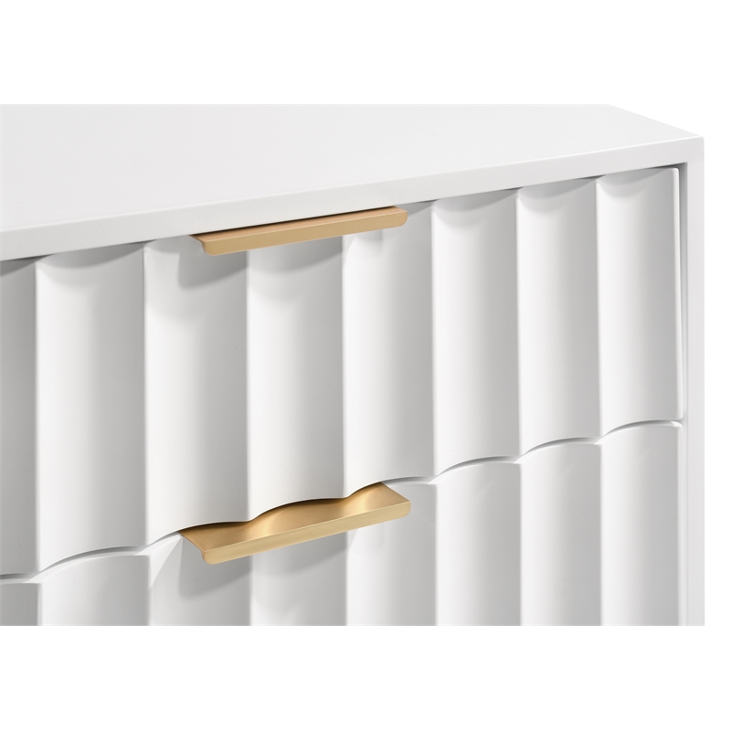 Pemberly Row Contemporary Nightstand in White Medium Gloss Finish