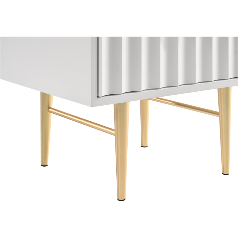 Pemberly Row Contemporary Nightstand in White Medium Gloss Finish