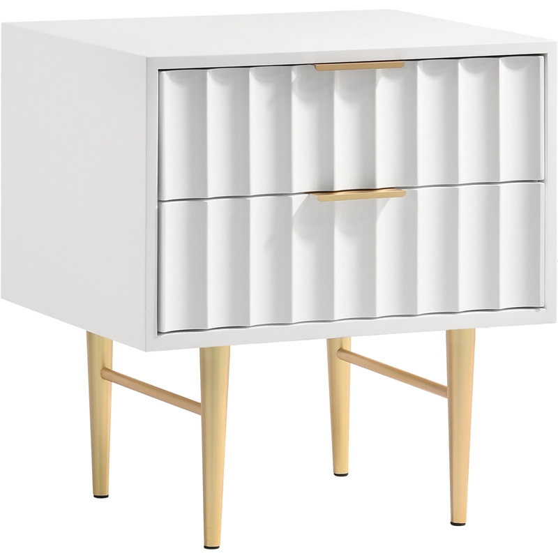 Pemberly Row Contemporary Nightstand in White Medium Gloss Finish
