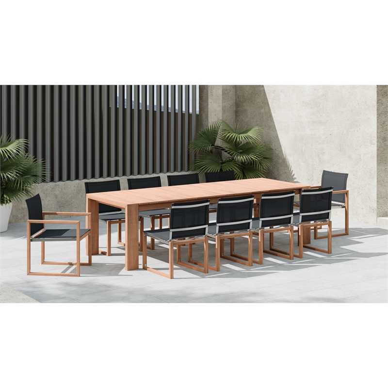 Pemberly Row Contemporary Natural Teak Outdoor Patio Dining Table