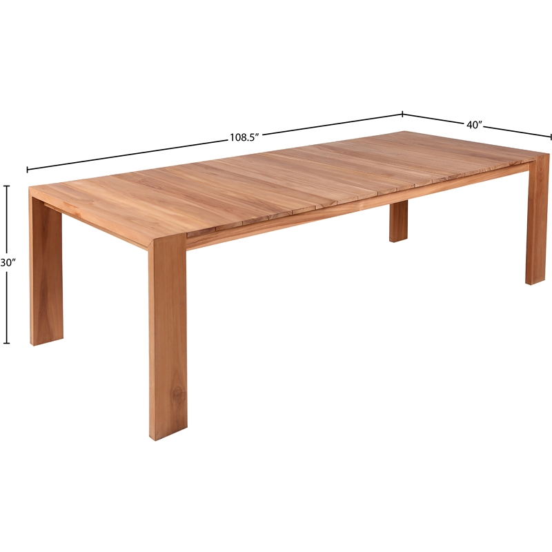 Pemberly Row Contemporary Natural Teak Outdoor Patio Dining Table