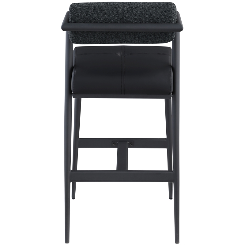 Pemberly Row Black Boucle Fabric / Vegan Leather Stool (Set of 2)