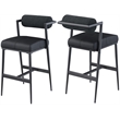 Pemberly Row Black Boucle Fabric / Vegan Leather Stool (Set of 2)