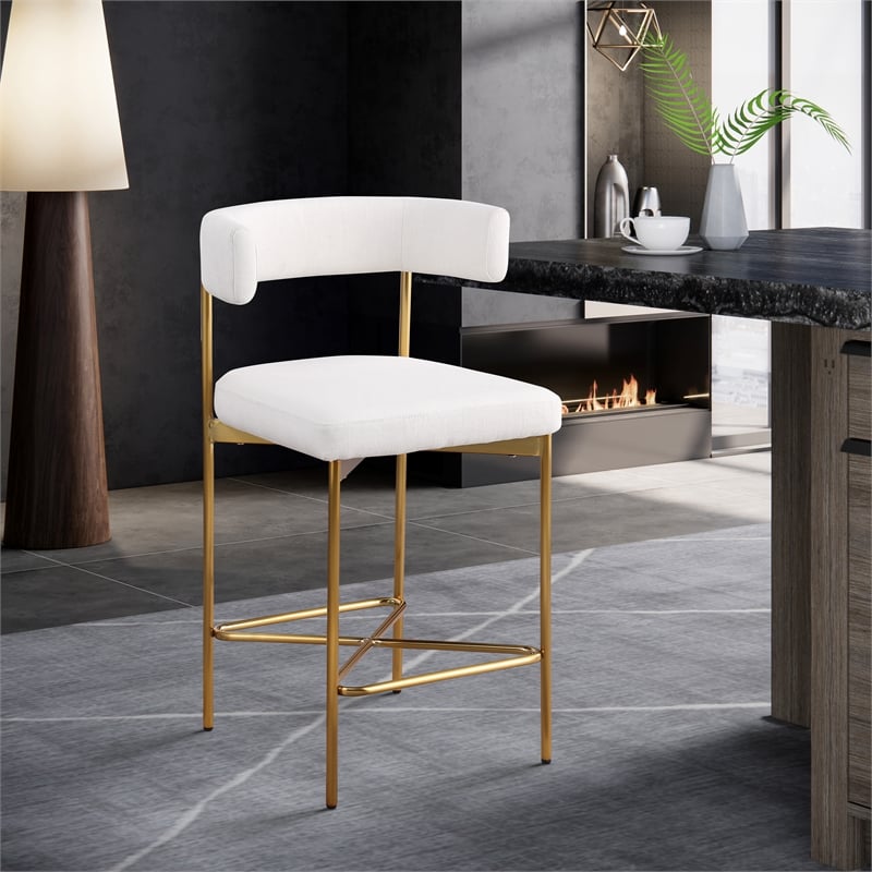 Pemberly Row Cream Durable Linen Textured Fabric Stool (Set of 2)