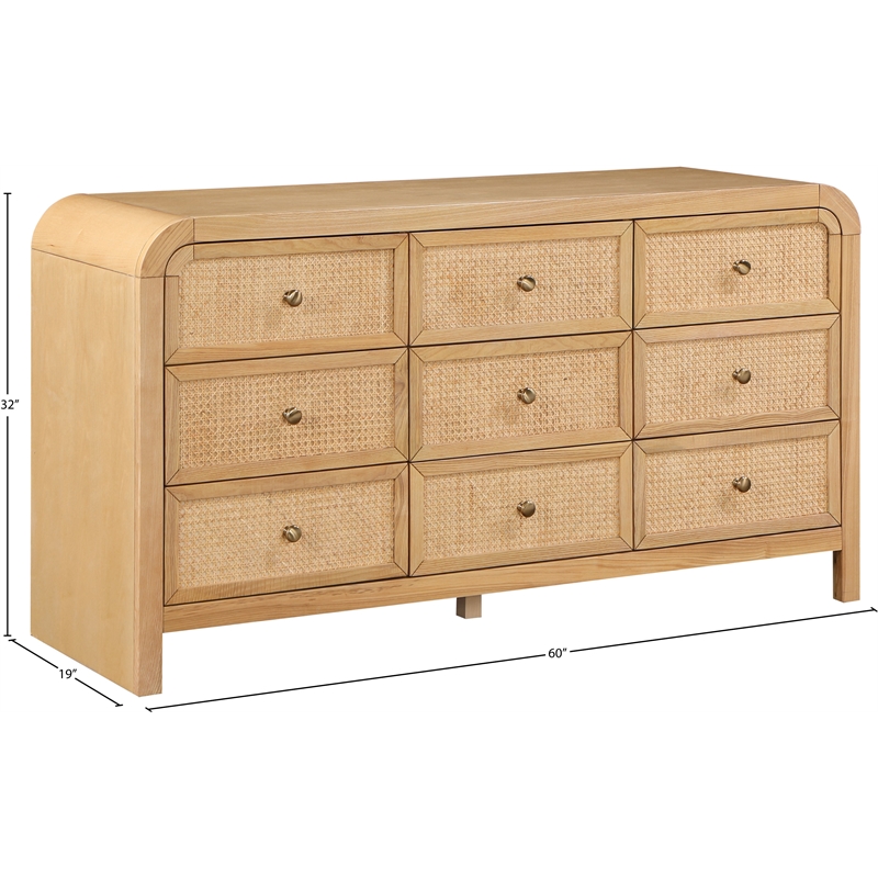 Pemberly Row Mid-Century NaturalAsh Wood and Natural Cane Dresser