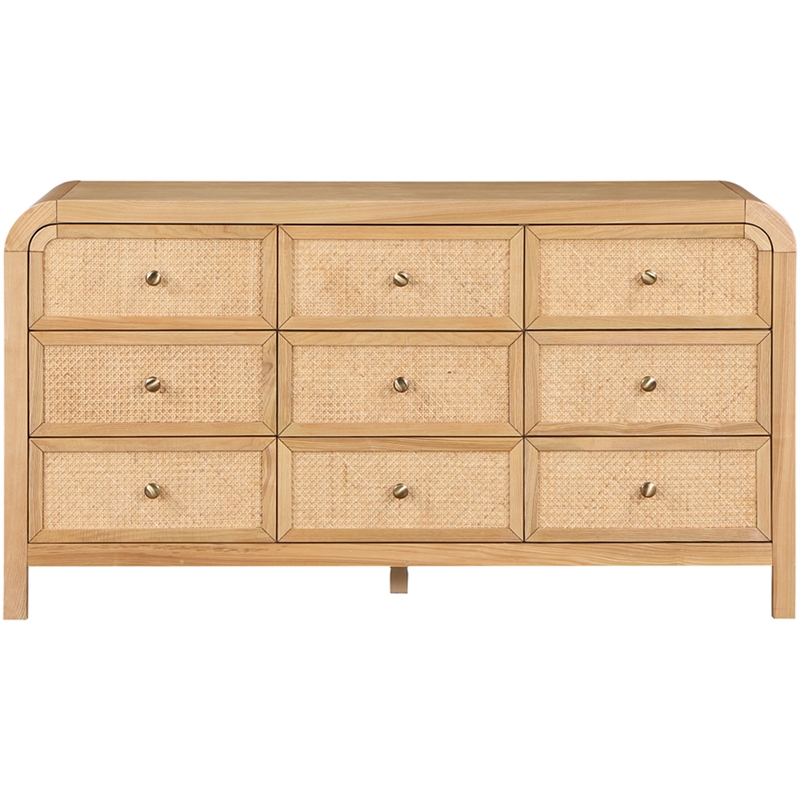 Pemberly Row Mid-Century NaturalAsh Wood and Natural Cane Dresser