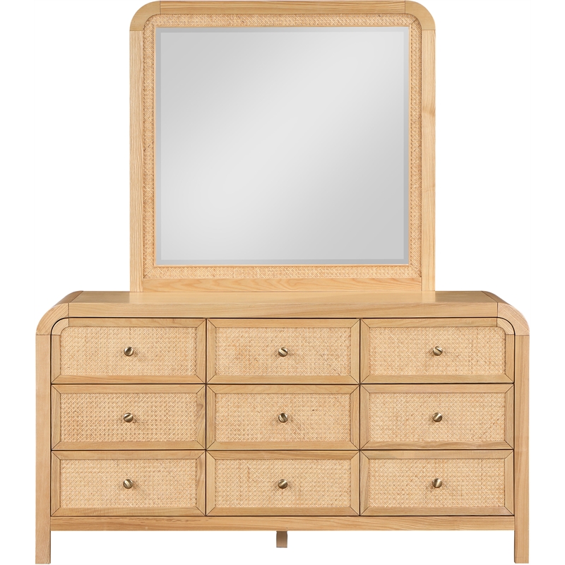Pemberly Row Mid-Century NaturalAsh Wood and Natural Cane Dresser