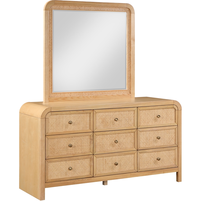 Pemberly Row Mid-Century NaturalAsh Wood and Natural Cane Dresser