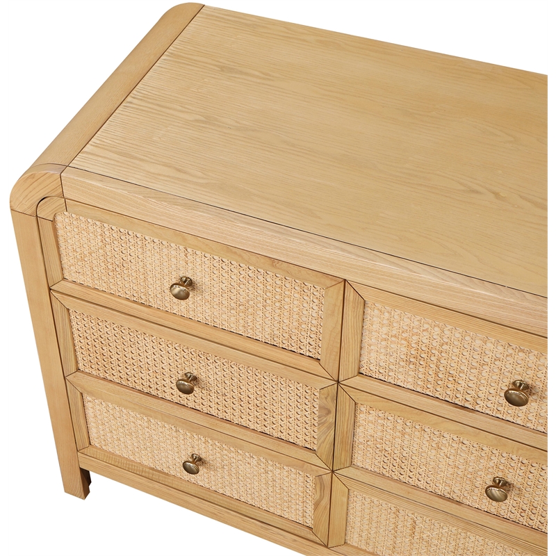 Pemberly Row Mid-Century NaturalAsh Wood and Natural Cane Dresser