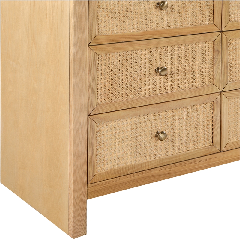 Pemberly Row Mid-Century NaturalAsh Wood and Natural Cane Dresser