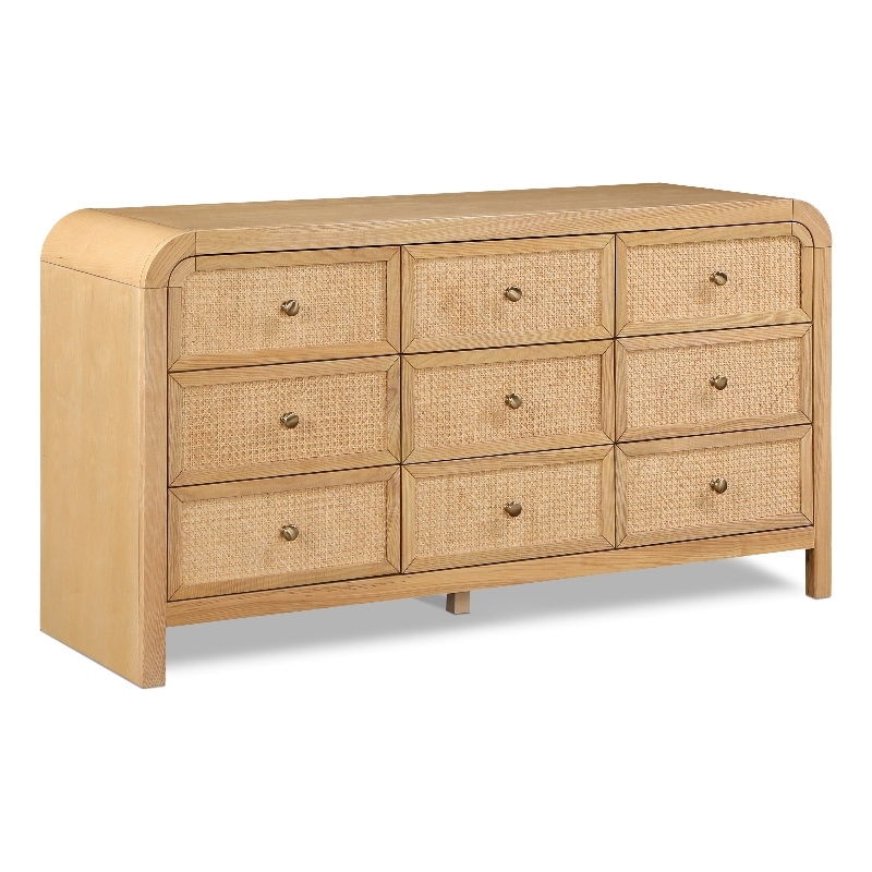 Pemberly Row Mid-Century NaturalAsh Wood and Natural Cane Dresser