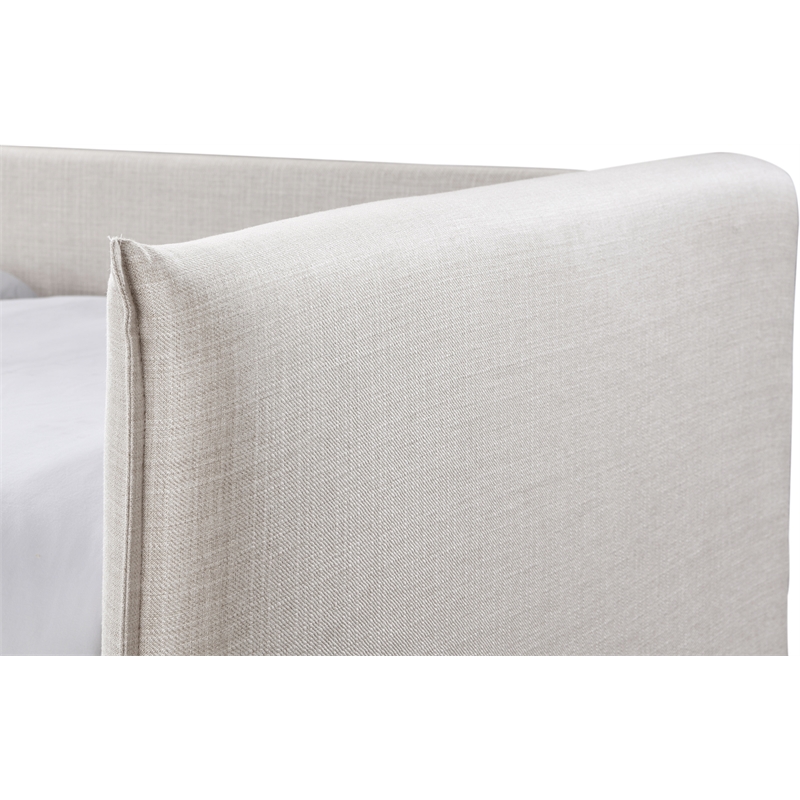 Pemberly Row Contemporary Cream Linen Textured Fabric Twin Daybed