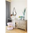 Pemberly Row Contemporary Upholstered Velvet Ottoman/Stool in Pink