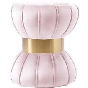 Pemberly Row Contemporary Upholstered Velvet Ottoman/Stool in Pink