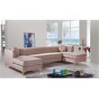 Pemberly Row Contemporary Upholstered 3pc Velvet Sectional in Pink