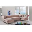 Pemberly Row Contemporary Upholstered 3pc Velvet Sectional in Pink