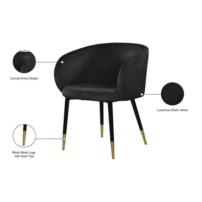 Pemberly Row Contemporary Upholstered Velvet Dining Chair in Black