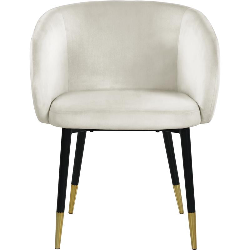 Pemberly Row Contemporary Upholstered Velvet Dining Chair in Cream