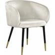 Pemberly Row Contemporary Upholstered Velvet Dining Chair in Cream