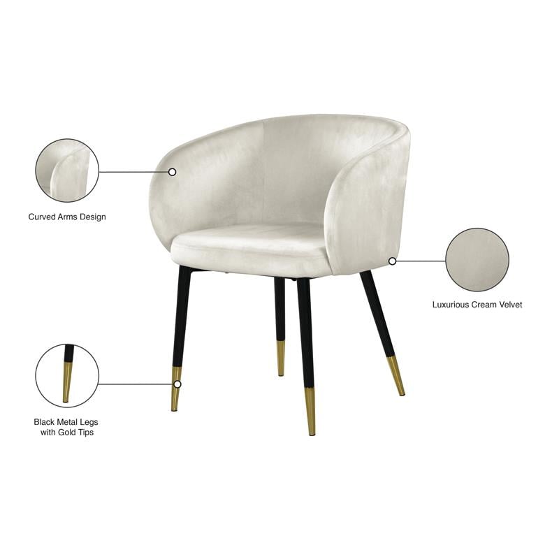 Pemberly Row Contemporary Upholstered Velvet Dining Chair in Cream