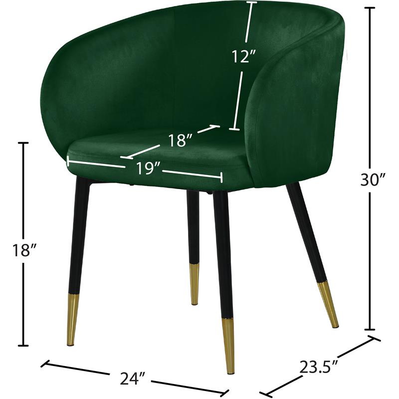 Pemberly Row Contemporary Upholstered Velvet Dining Chair in Green