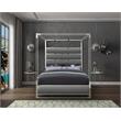 Pemberly Row Modern Solid Wood and Vegan Leather Queen Bed in Gray