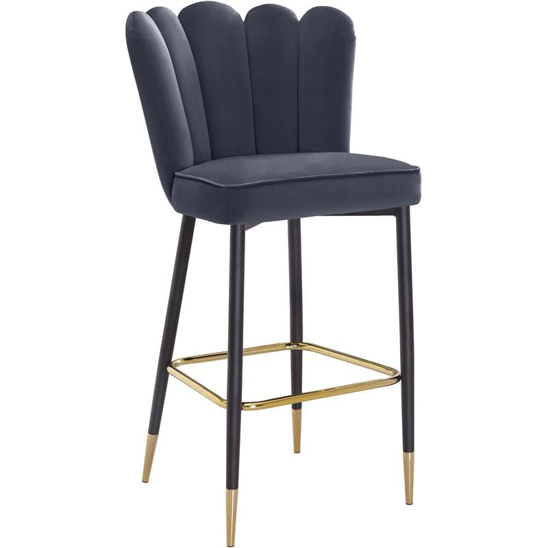 Pemberly Row Contemporary Upholstered Gray Velvet Stool (Set of 2)