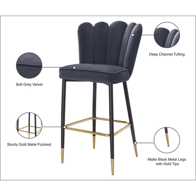 Pemberly Row Contemporary Upholstered Gray Velvet Stool (Set of 2)