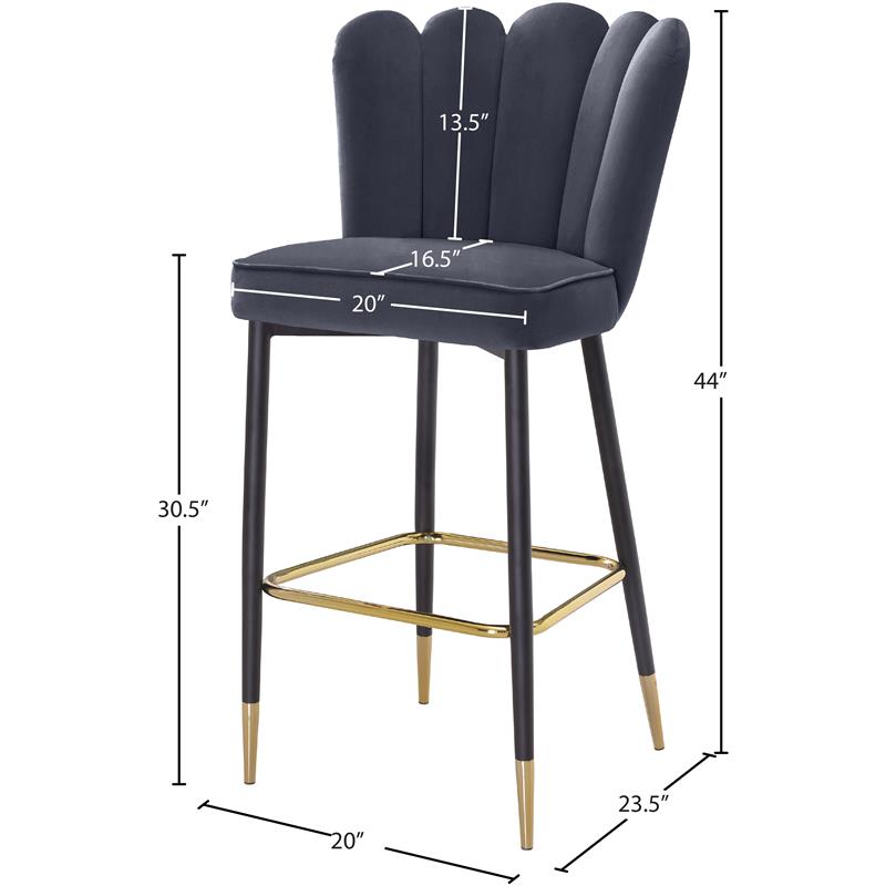 Pemberly Row Contemporary Upholstered Gray Velvet Stool (Set of 2)