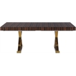 Pemberly Row Zebra Wood Lacquer Top Extendable 2 Leaf Dining Table