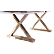 Pemberly Row Zebra Wood Lacquer Top Extendable 2 Leaf Dining Table