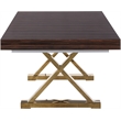 Pemberly Row Zebra Wood Lacquer Top Extendable 2 Leaf Dining Table