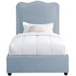 Pemberly Row Mid-Century Light Blue Linen Textured Fabric Twin Bed