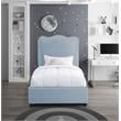 Pemberly Row Mid-Century Light Blue Linen Textured Fabric Twin Bed