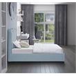 Pemberly Row Mid-Century Light Blue Linen Textured Fabric Twin Bed