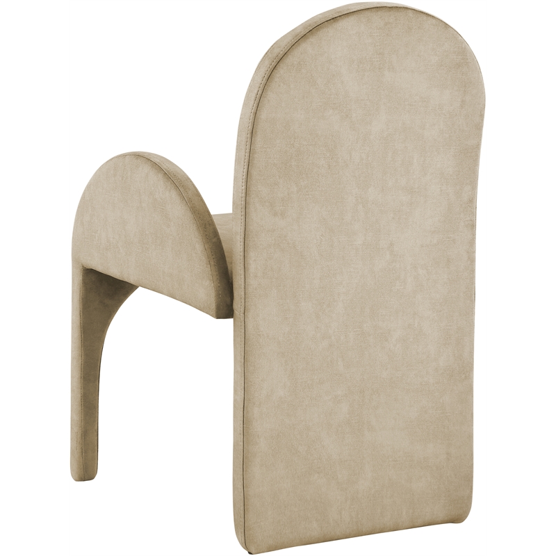 Pemberly Row Contemporary Beige Velvet Dining Arm Chair (Set of 2)