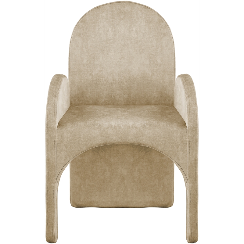 Pemberly Row Contemporary Beige Velvet Dining Arm Chair (Set of 2)