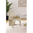 Pemberly Row Contemporary Beige Velvet Dining Arm Chair (Set of 2)