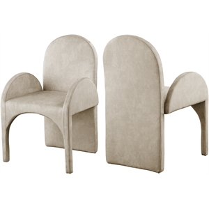 Pemberly Row Contemporary Stone Velvet Dining Arm Chair (Set of 2)