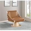Pemberly Row Contemporary Cognac Vegan Leather Swivel Accent Chair