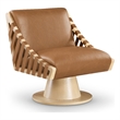 Pemberly Row Contemporary Cognac Vegan Leather Swivel Accent Chair