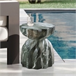 Pemberly Row Green Marble Finish Concrete Indoor/Outdoor End Table