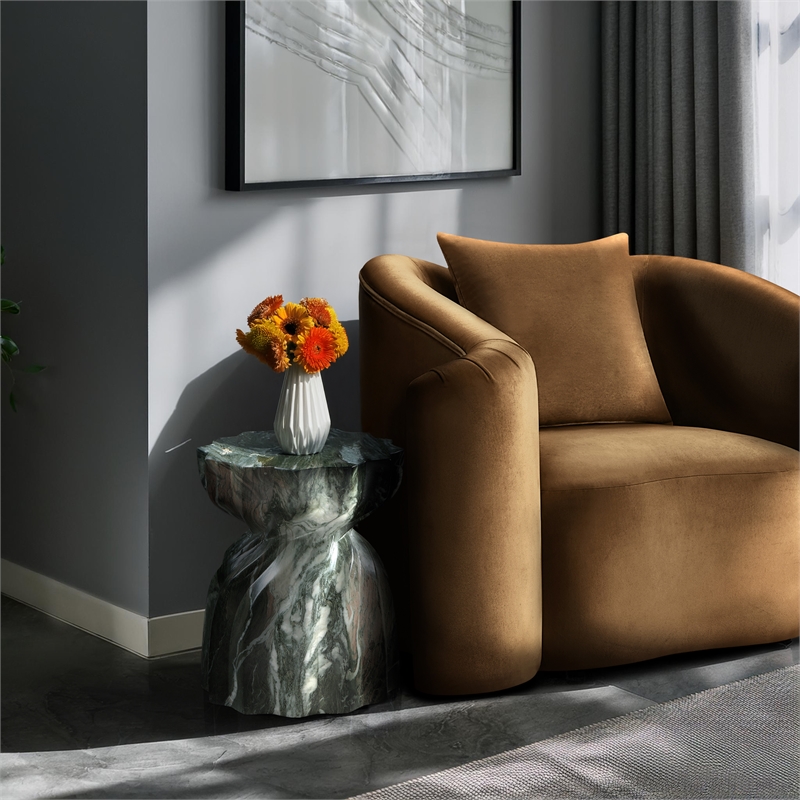 Pemberly Row Green Marble Finish Concrete Indoor/Outdoor End Table